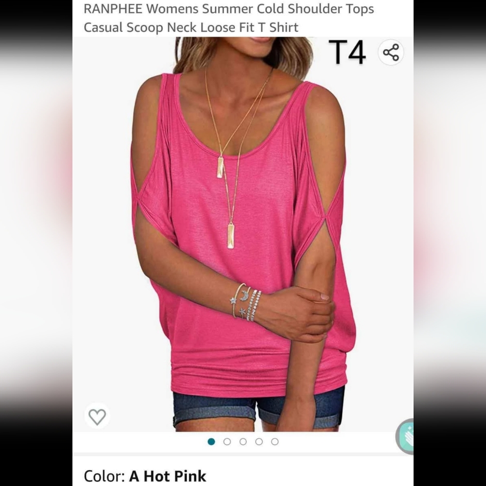 Women's Ranphee Hot Pink Cold Shoulder Top